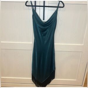 Thirty/Thirty LA Fringe Slip Dress size L emerald green
